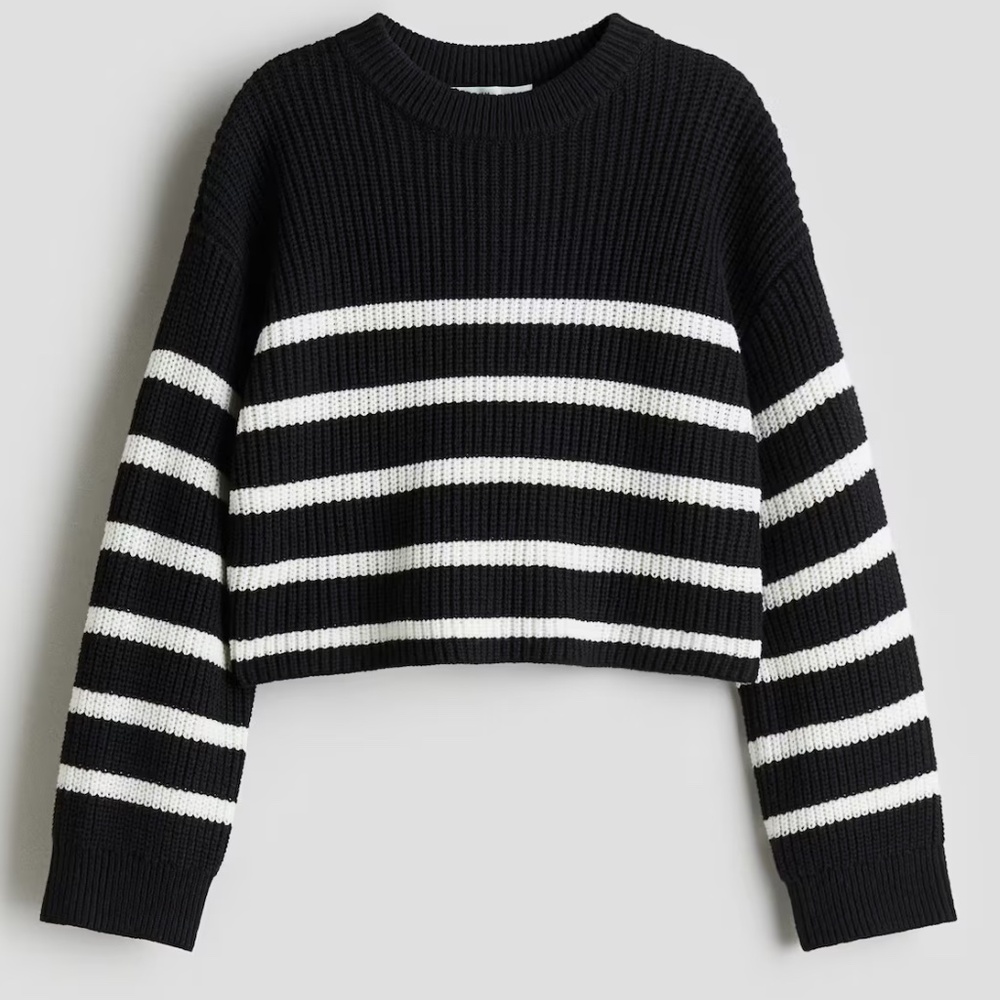 NWT H&M striped cotton blend girls sweater sz 8-10